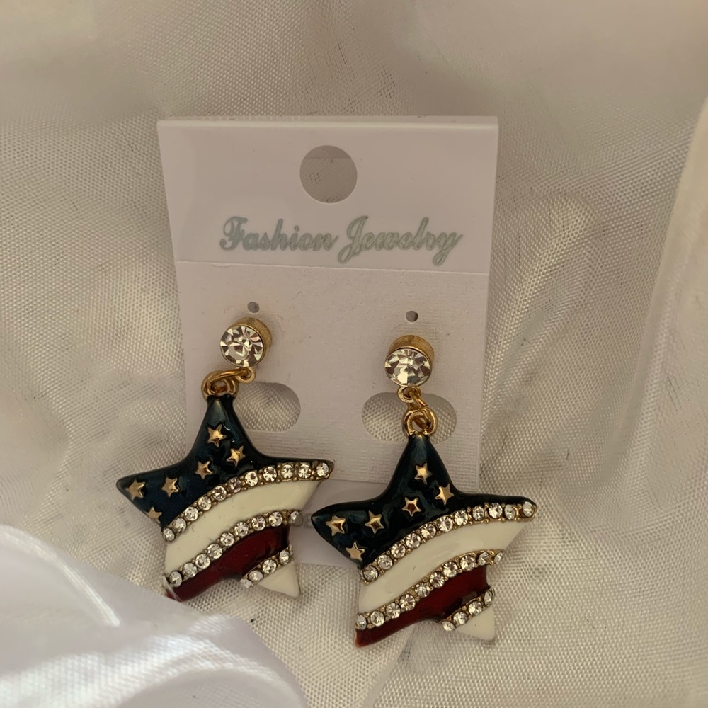 Flag star earings brand new